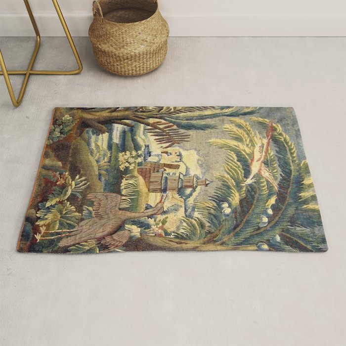 Antique 17th Century Flemish Chinoiserie Temple Landscape Tapestry Rug Gallery Image 1