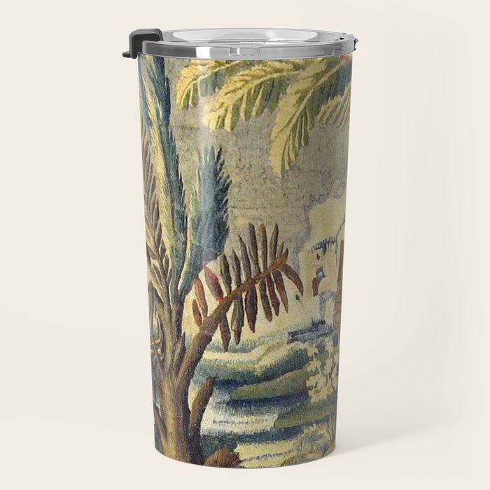 Antique 17th Century Flemish Chinoiserie Temple Landscape Tapestry Travel Mug Gallery Image 3