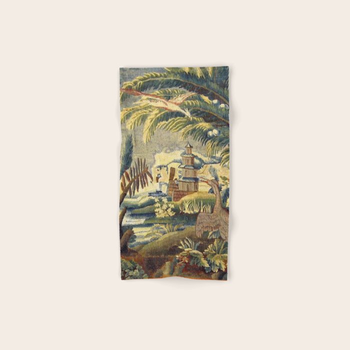 Antique 17th Century Flemish Chinoiserie Temple Landscape Tapestry Bath Towel Gallery Image 1