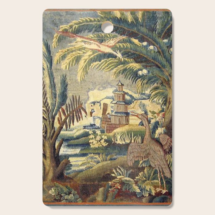 Antique 17th Century Flemish Chinoiserie Temple Landscape Tapestry Cutting Board Gallery Image 1