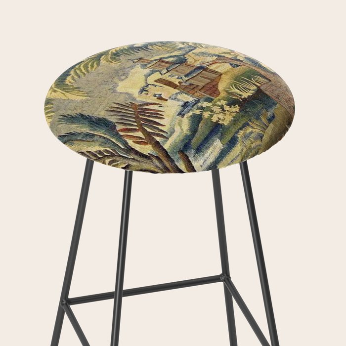 Antique 17th Century Flemish Chinoiserie Temple Landscape Tapestry Stool Gallery Image 2