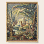 Antique 17th Century Flemish Chinoiserie Temple Landscape Tapestry Serving Tray Gallery Image 1