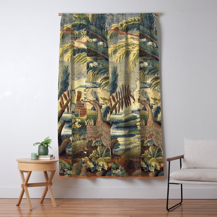 Antique 17th Century Flemish Chinoiserie Temple Landscape Tapestry Window Curtain Gallery Image 5