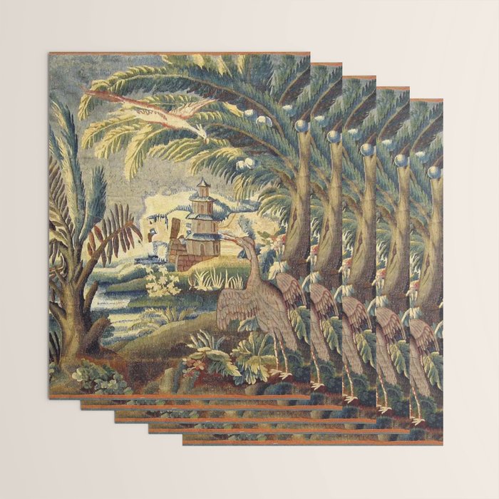 Antique 17th Century Flemish Chinoiserie Temple Landscape Tapestry Wrapping Paper Gallery Image 3