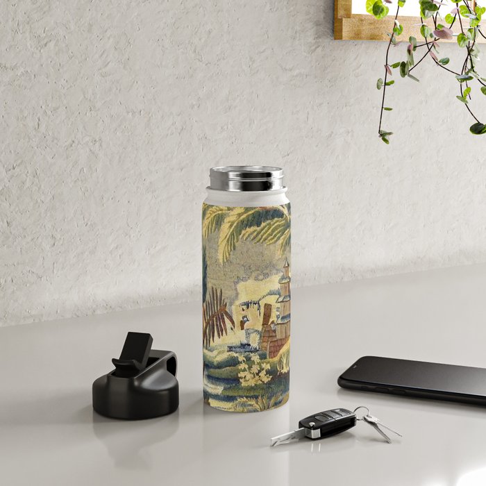 Antique 17th Century Flemish Chinoiserie Temple Landscape Tapestry Water Bottle Gallery Image 4