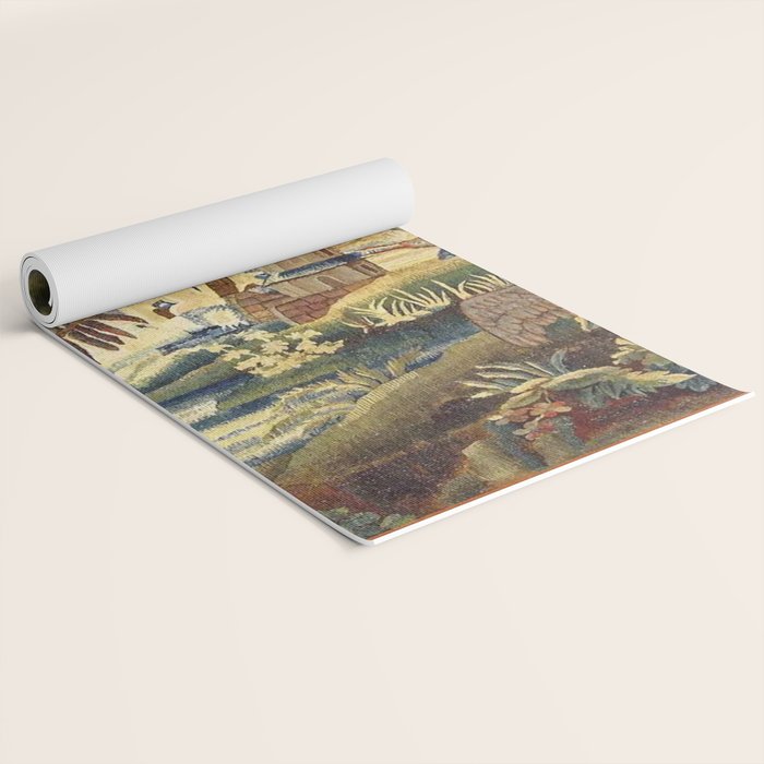 Antique 17th Century Flemish Chinoiserie Temple Landscape Tapestry Yoga Mat Gallery Image 2