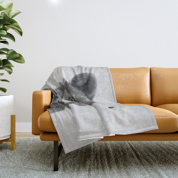 Baby Bear - Black & White Throw Blanket Gallery Image 1
