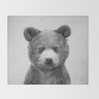 Baby Bear - Black & White Throw Blanket Gallery Image 2