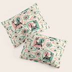 Mid Century Cat Abstract - Pink Aqua Pillow Sham Gallery Image 3