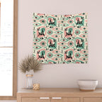 Mid Century Cat Abstract - Pink Aqua Wall Tapestry Gallery Image 2