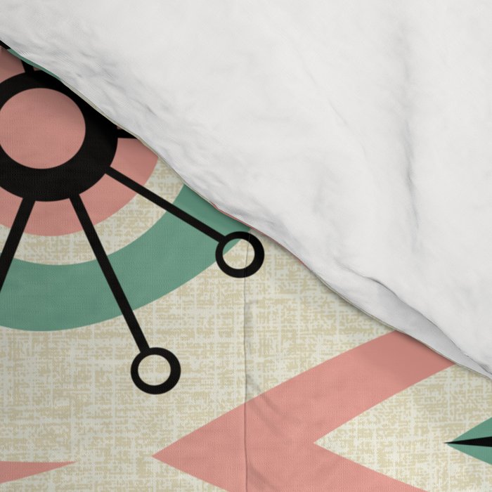 Mid Century Cat Abstract - Pink Aqua Comforter Gallery Image 4