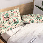 Mid Century Cat Abstract - Pink Aqua Pillow Sham Gallery Image 2