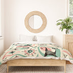 Mid Century Cat Abstract - Pink Aqua Duvet Cover Gallery Image 3