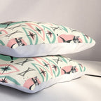 Mid Century Cat Abstract - Pink Aqua Pillow Sham Gallery Image 3