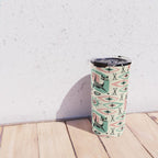 Mid Century Cat Abstract - Pink Aqua Travel Mug Gallery Image 4