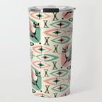 Mid Century Cat Abstract - Pink Aqua Travel Mug Gallery Image 1
