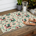 Mid Century Cat Abstract - Pink Aqua Outdoor Rug Gallery Image 2