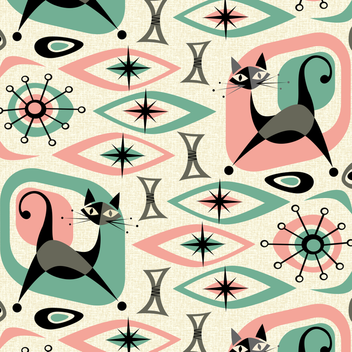 Mid Century Cat Abstract - Pink Aqua Coffee Mug Gallery Image 2