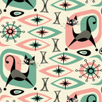 Mid Century Cat Abstract - Pink Aqua Coffee Mug Gallery Image 2