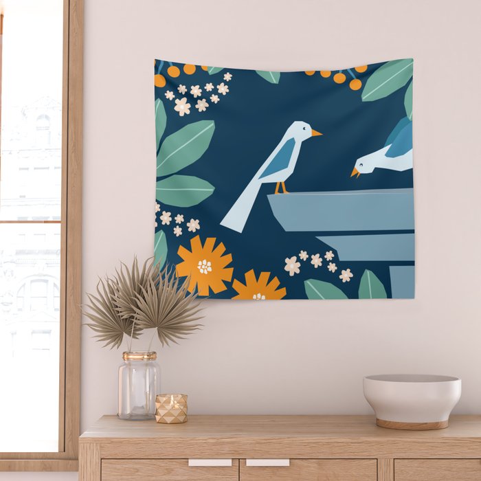 Bird bath  Wall Tapestry Gallery Image 2