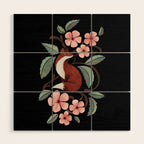 Fox in Cherry Blossoms Wood Wall Art Gallery Image 1