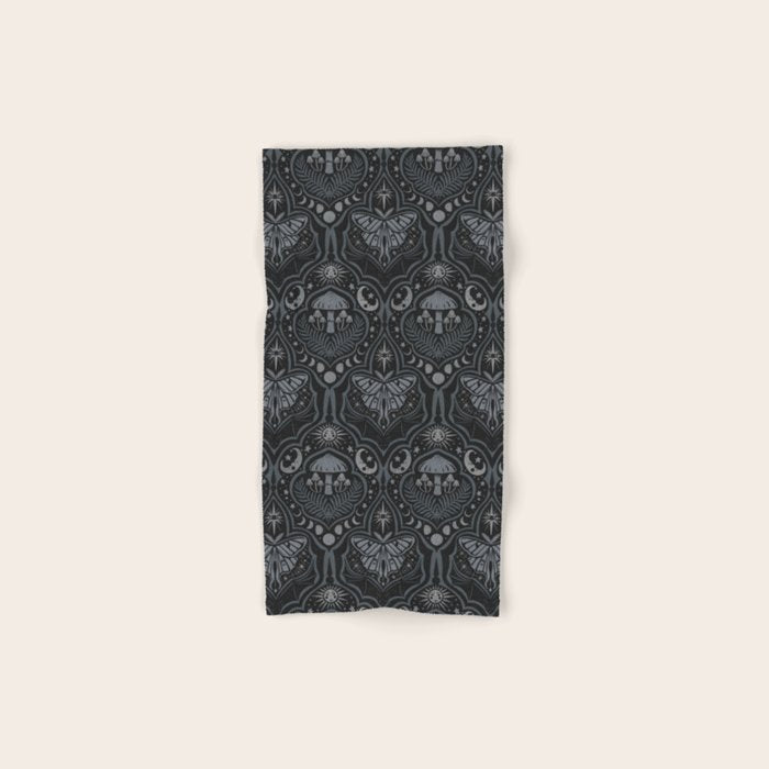 Celestial Forest Damask - Charcoal Bath Towel Gallery Image 1