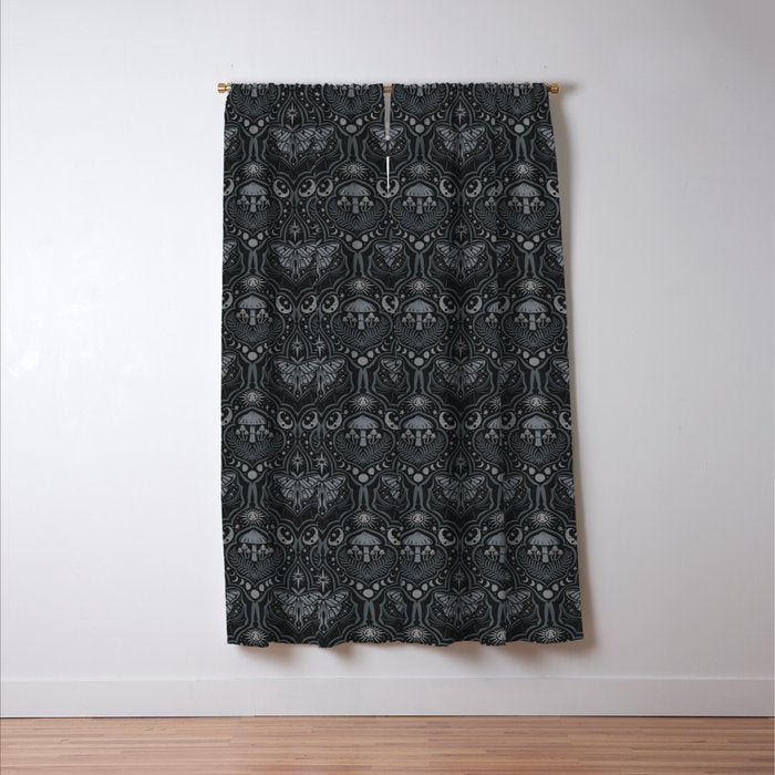 Celestial Forest Damask - Charcoal Window Curtain Gallery Image 3