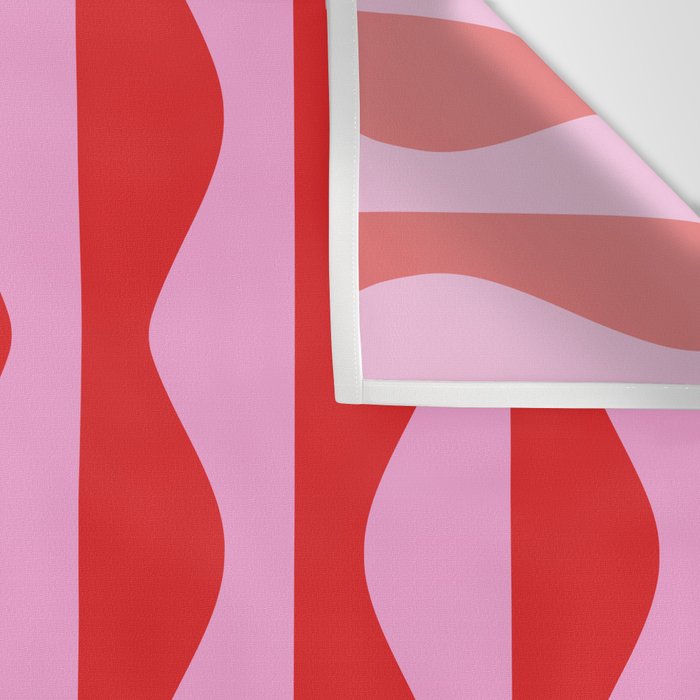 Retro Wavy Lines Pattern in Red & Pink Wall Tapestry Gallery Image 3