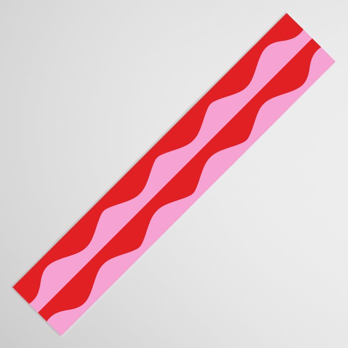Retro Wavy Lines Pattern in Red & Pink Table Runner Gallery Image 3