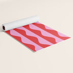 Retro Wavy Lines Pattern in Red & Pink Yoga Mat Gallery Image 2