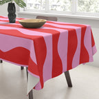 Retro Wavy Lines Pattern in Red & Pink Tablecloth Gallery Image 3
