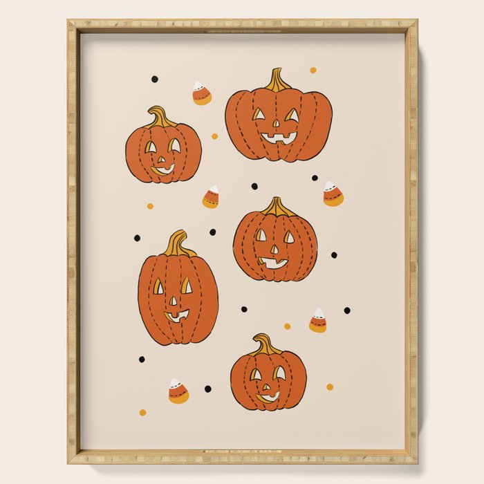 Happy Pumpkins - Beige Serving Tray Gallery Image 1