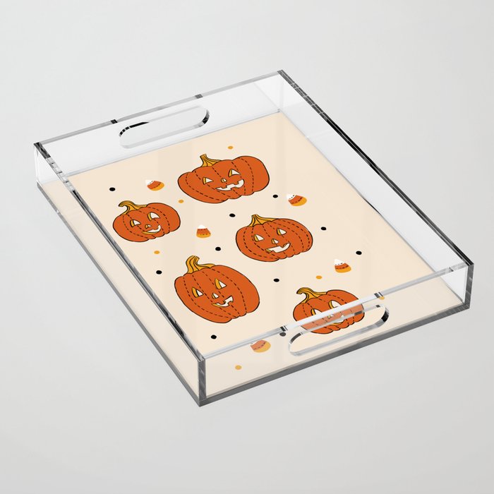 Happy Pumpkins - Beige Acrylic Tray Gallery Image 1