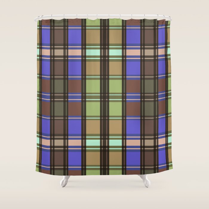 Fusion Colorful Toned Grids Shower Curtain Gallery Image 1