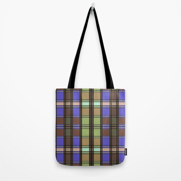 Fusion Colorful Toned Grids Tote Bag Gallery Image 2