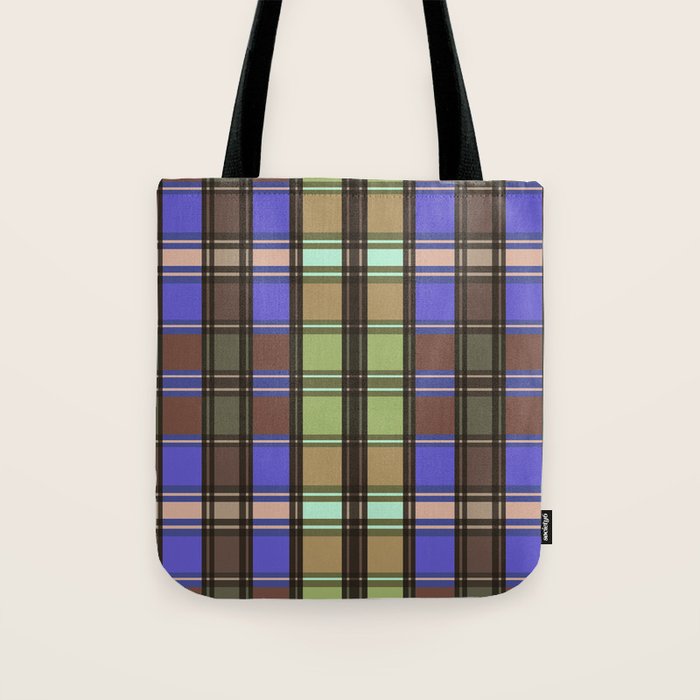 Fusion Colorful Toned Grids Tote Bag Gallery Image 1