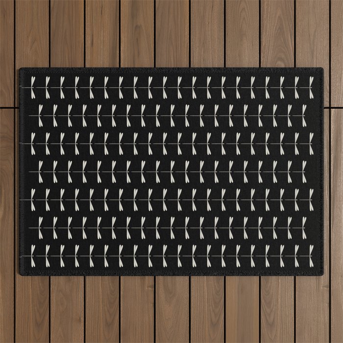 Dragonfly Pattern VII Black Outdoor Rug Gallery Image 1