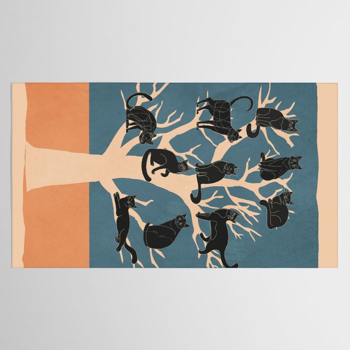 Black Cats in Tree 03 Tablecloth Gallery Image 2