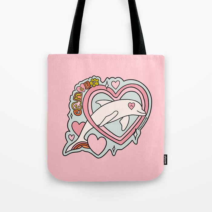 Cancer Zodiac Dolphin Tote Bag Gallery Image 1