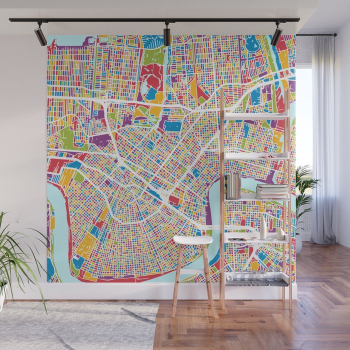 New Orleans Street Map Wall Mural Gallery Image 1