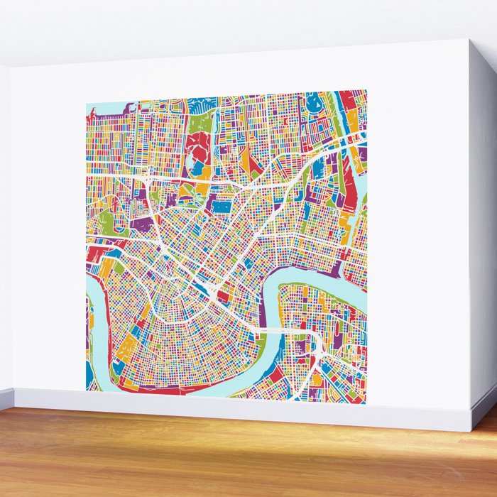 New Orleans Street Map Wall Mural Gallery Image 2