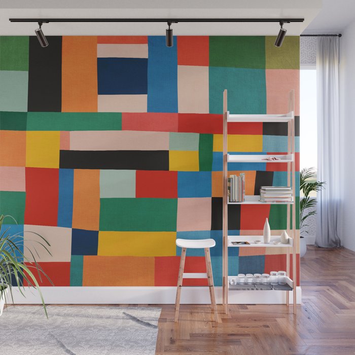 MidCentury Modern Colorful Geometric Artwork Wall Mural Gallery Image 1
