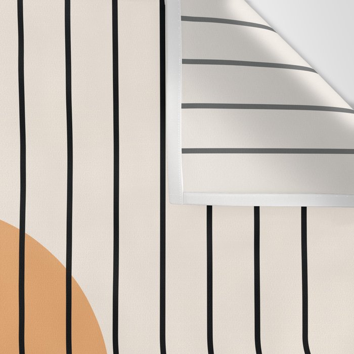 Geometric Lines in Black and Beige 14 (Rainbow and Sun Abstraction) Wall Tapestry Gallery Image 3