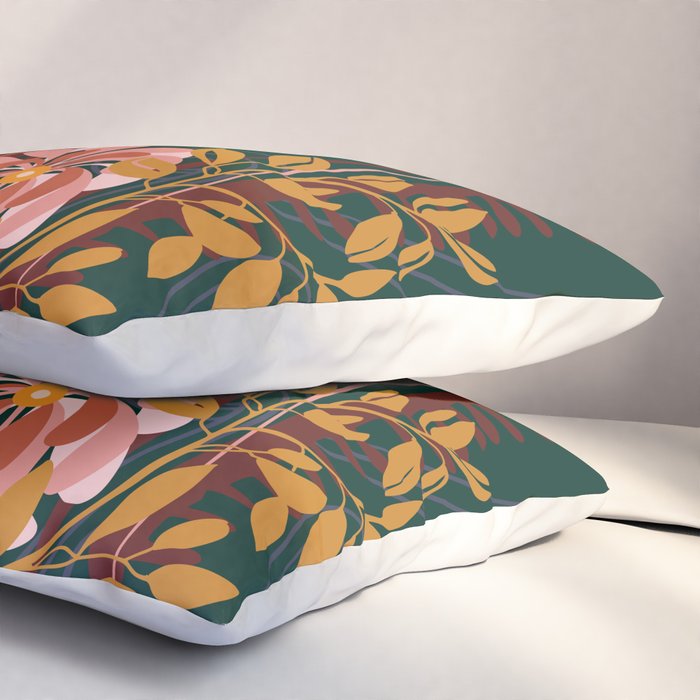 Alfons Mucha would love this flowers - emerald green Pillow Sham Gallery Image 3