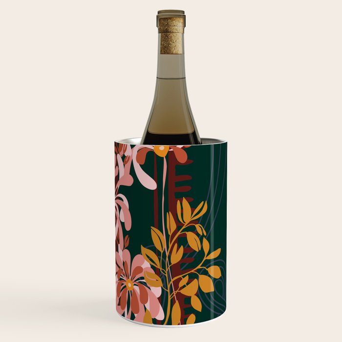 Alfons Mucha would love this flowers - emerald green Wine Chiller Gallery Image 3