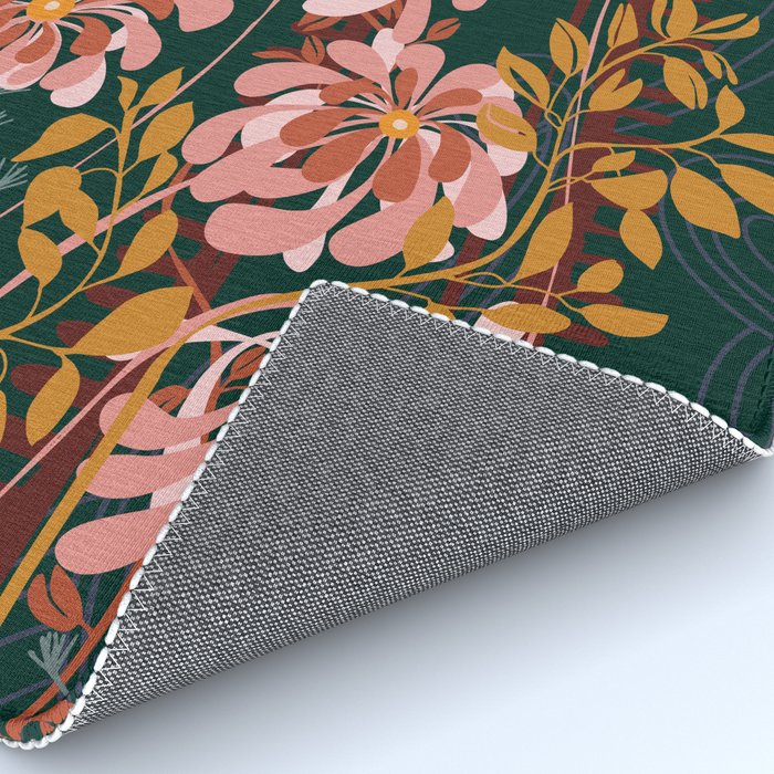 Alfons Mucha would love this flowers - emerald green Rug Gallery Image 4