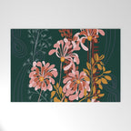 Alfons Mucha would love this flowers - emerald green Welcome Mat Gallery Image 1