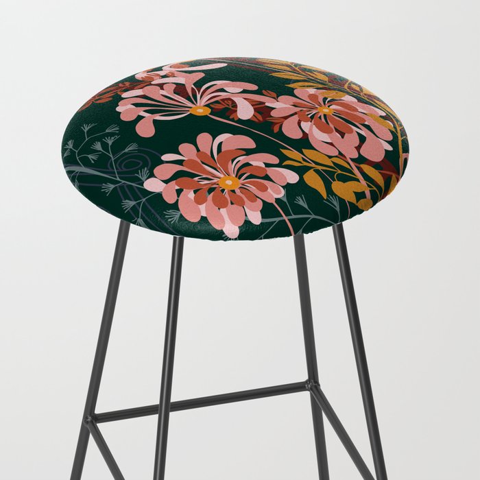 Alfons Mucha would love this flowers - emerald green Stool Gallery Image 2