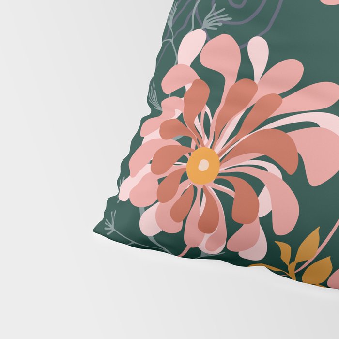Alfons Mucha would love this flowers - emerald green Pillow Sham Gallery Image 4