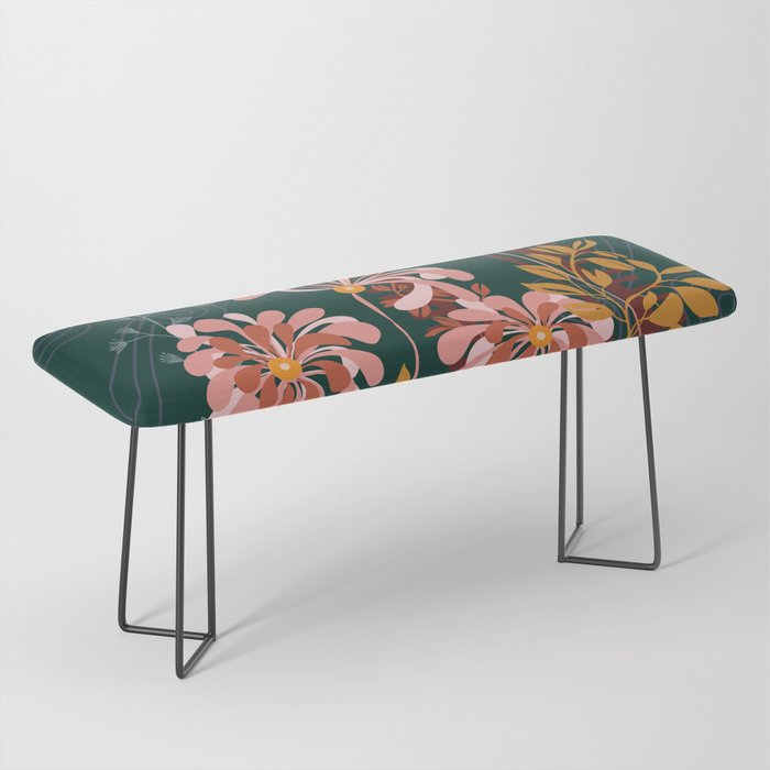 Alfons Mucha would love this flowers - emerald green Bench Gallery Image 1